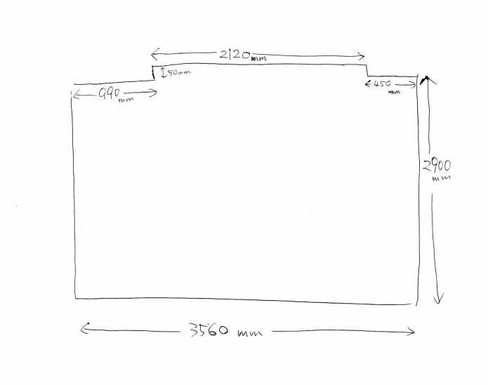 部屋の形を手書きで書いた図面