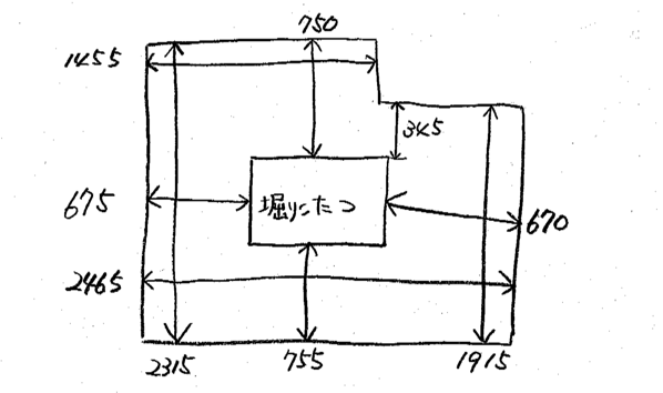 お客様のDIYの小上がり設計図