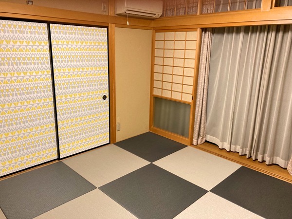 琉球畳 清流 墨染色 銀鼠色に入れ替えた和室