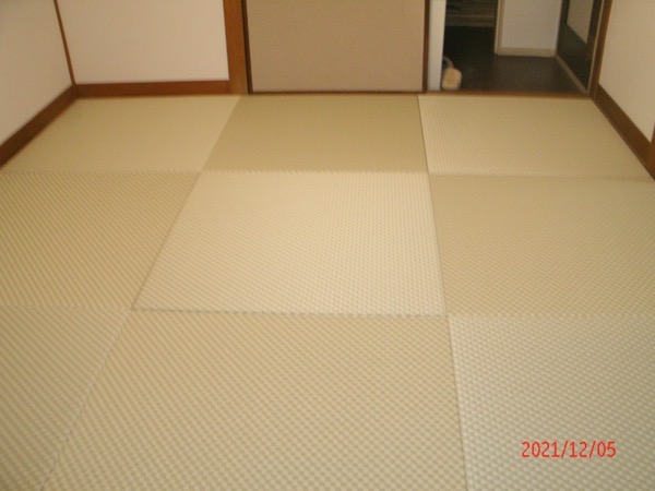 新調した琉球畳の畳表に選んだのは市松リーフグリーン