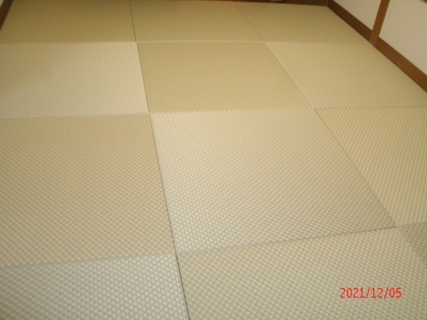 新調した畳はセキスイ美草MIGUSA 市松リーフグリーンの琉球畳です。