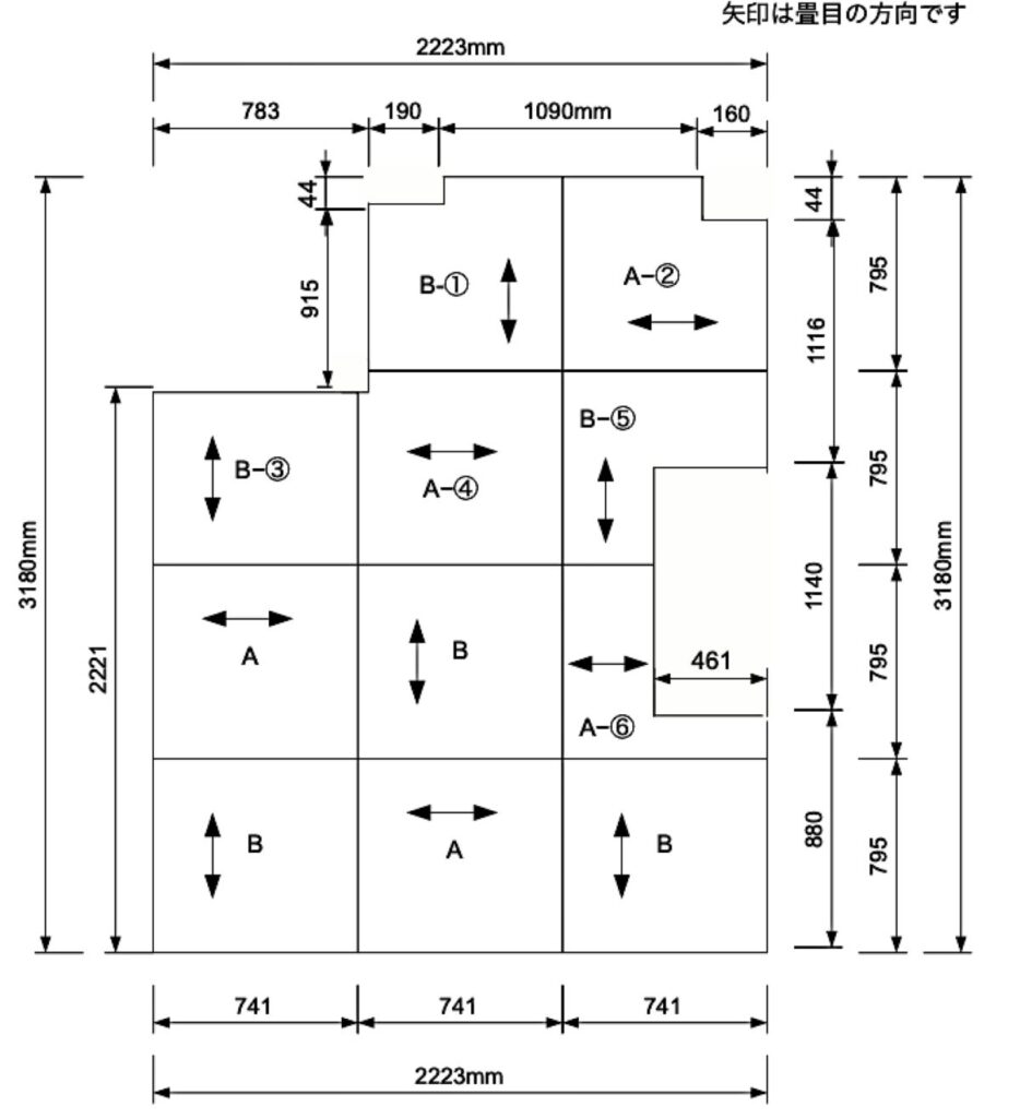 畳を割り付けた図面