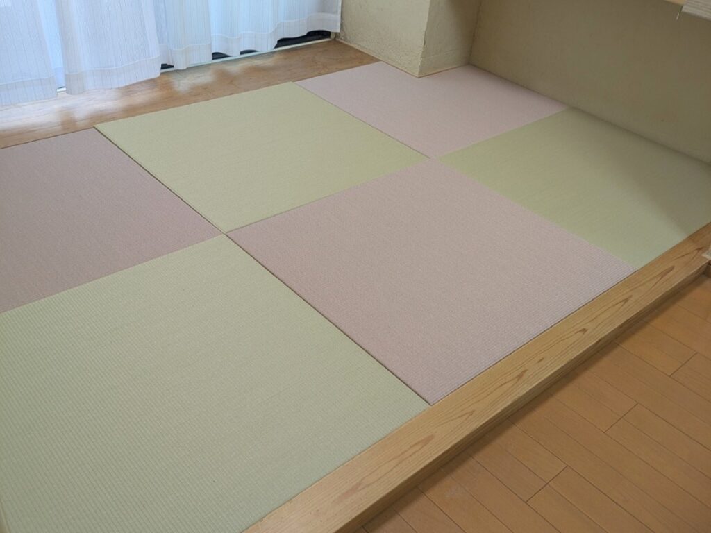 古いい草の畳から2色の琉球畳に入れ替え