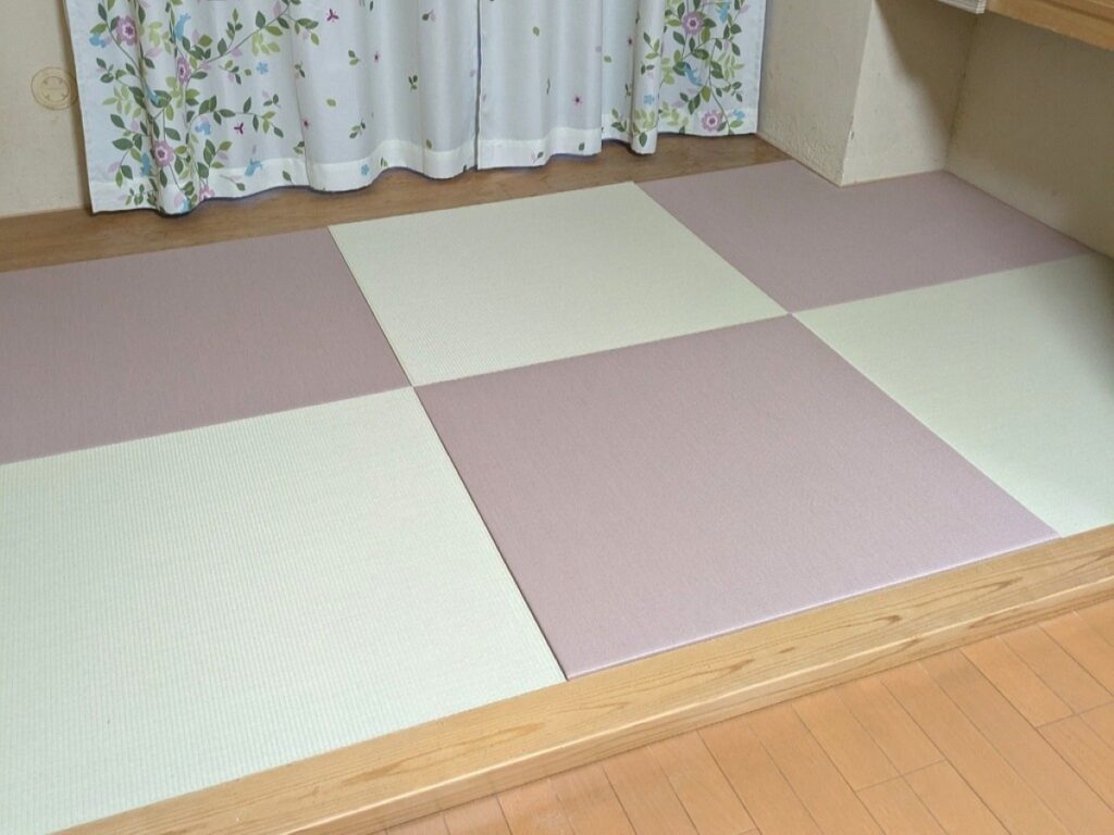 古いい草の畳から2色の琉球畳に入れ替え